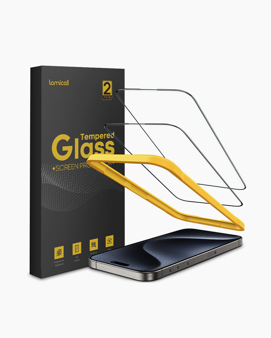 iPhone 15 Pro Max Tempered Glass Screen Protector (2 Pack)