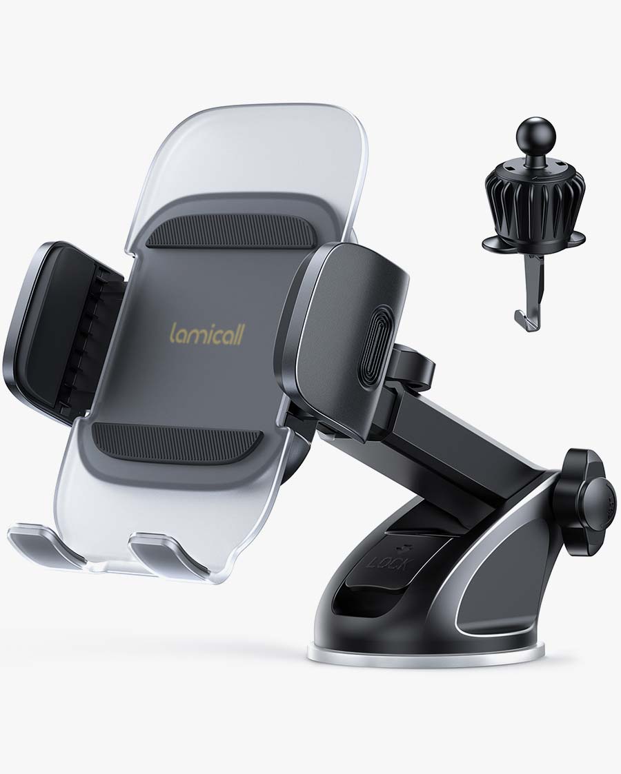 Lamicall Dashboard Car Phone Mount Holder - 3in1 Long Arm Car Cell Phone  Mount
