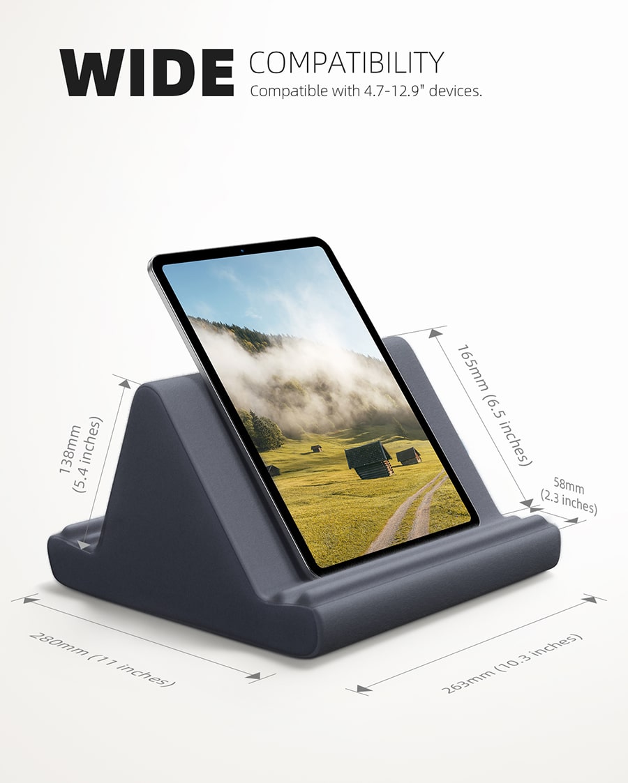 Lamicall Tablet Pillow Holder Stand Soft Pad Dock for Lap, Bed and Desk with Pocket & 4 Viewing Angles