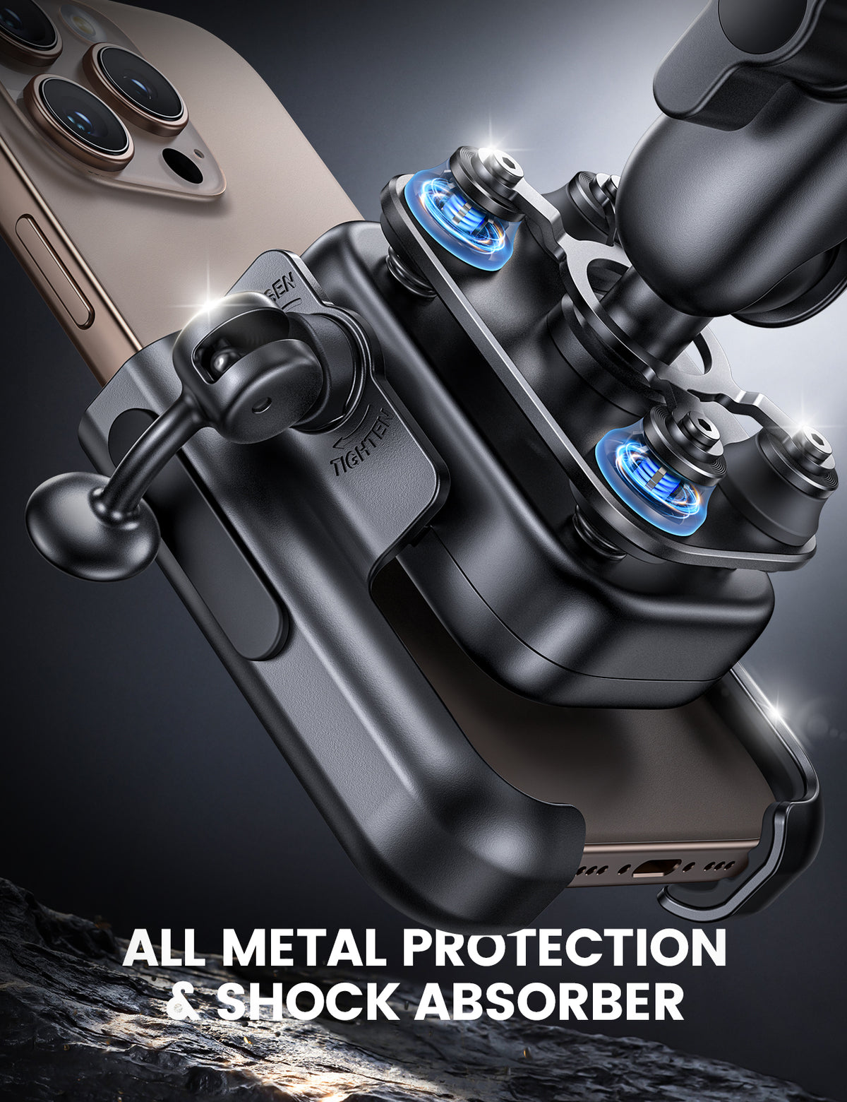 Lamicall All Metal Motorcycle Phone Mount - [Anti Shake] [Extendable Arm] Bike Phone Holder Handlebar Clamp, Bicycle Cell Phone Mount, for iPhone 16 Pro Max, 15 14, Galaxy S23-S24-S25-S26 Ultra, 4.7-7.2" Phones