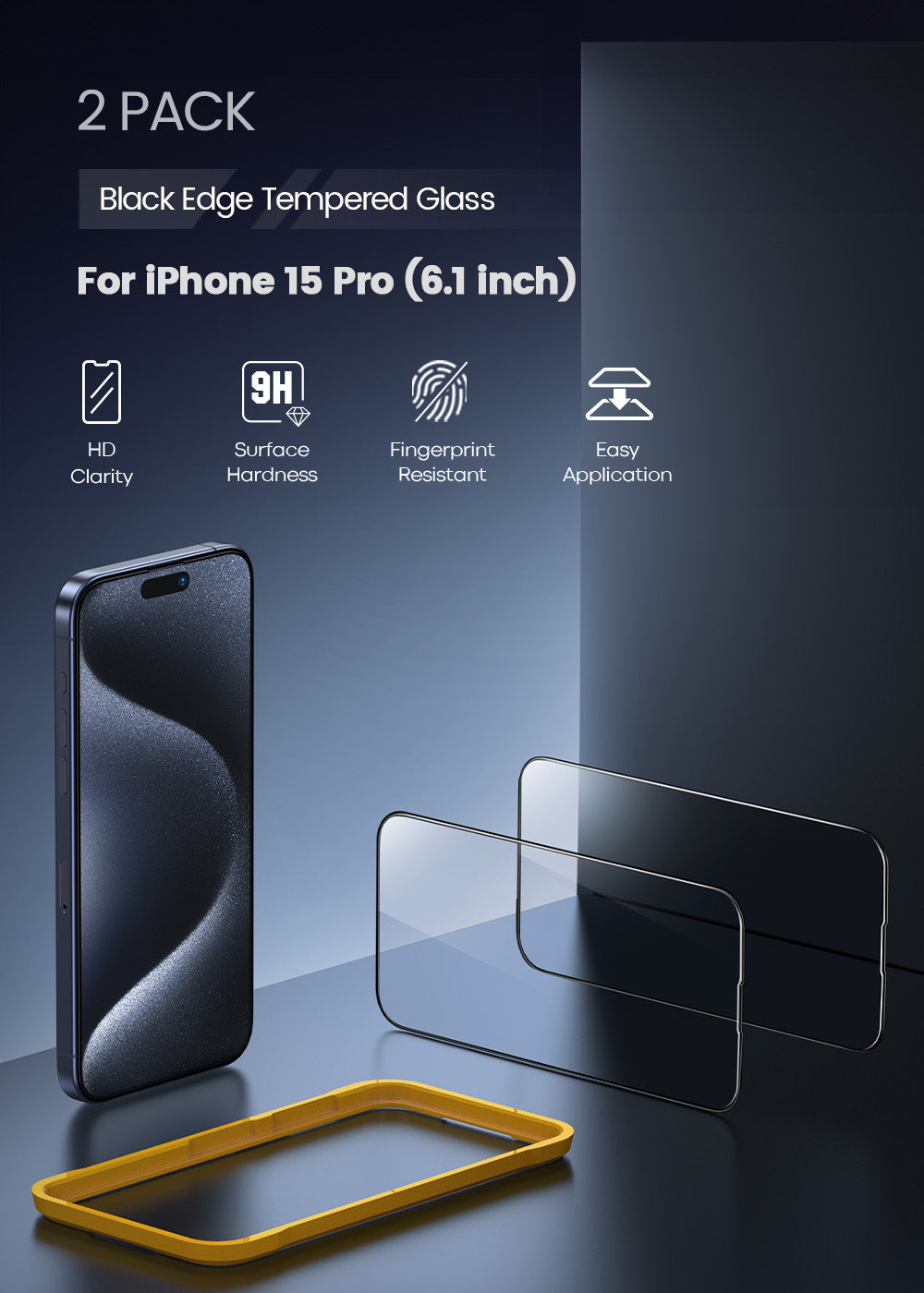 Verre trempé iPhone 15 Pro Max, Adhésion Totale Full Glue 5D