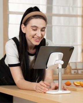 Lamicall Height Adjustable Tablet Stand, Desktop Tablet Holder for Desk, Tablet Mount with 1.5lb Heavy Base