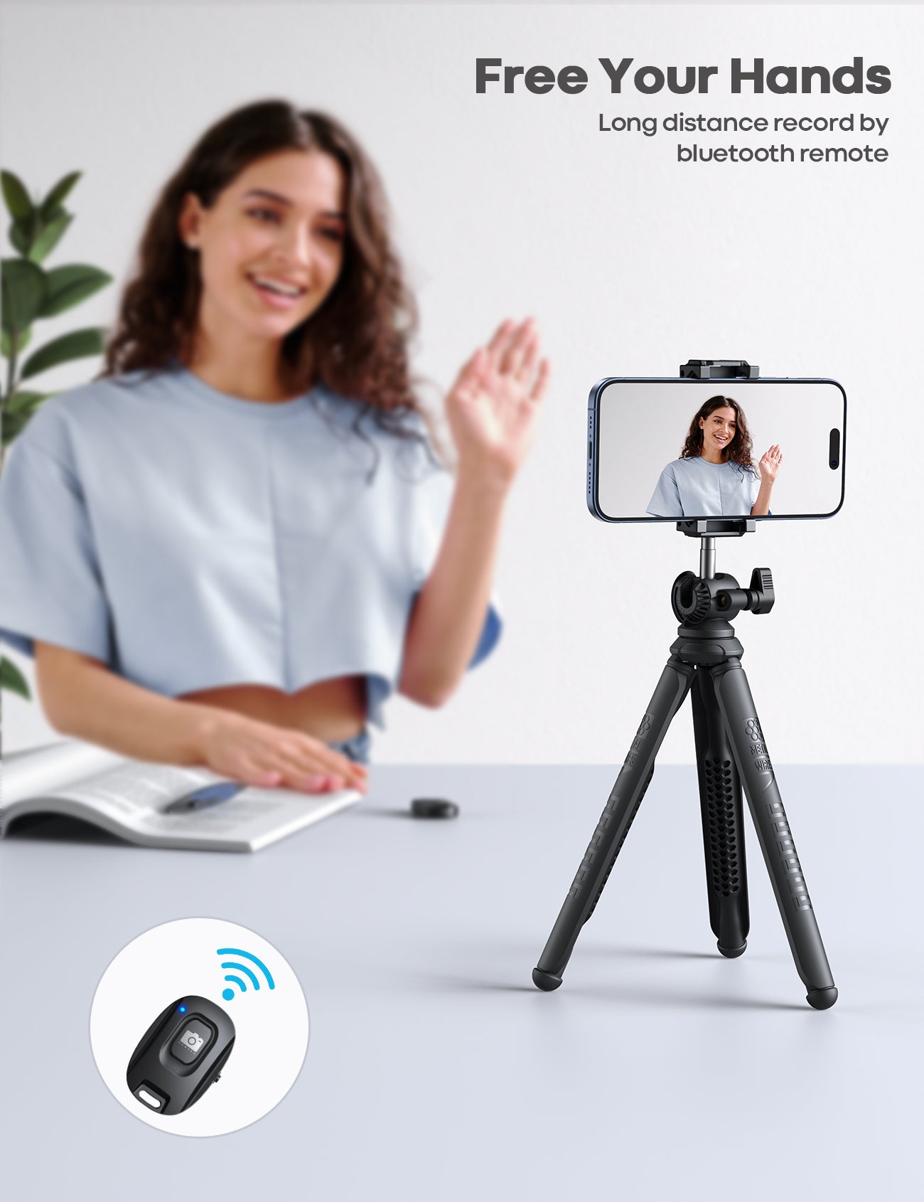 Phone Tripod - 3 in 1 Tripod Stand with Wireless Remote for iPhone