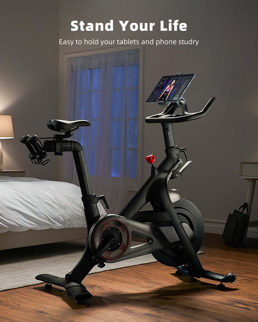 Lamicall Tablet Holder Mount for Peloton - Indoor Bike Gym Treadmill Spin Tablet Stand for Microphone Stand, Stationary Exercise Bicycle