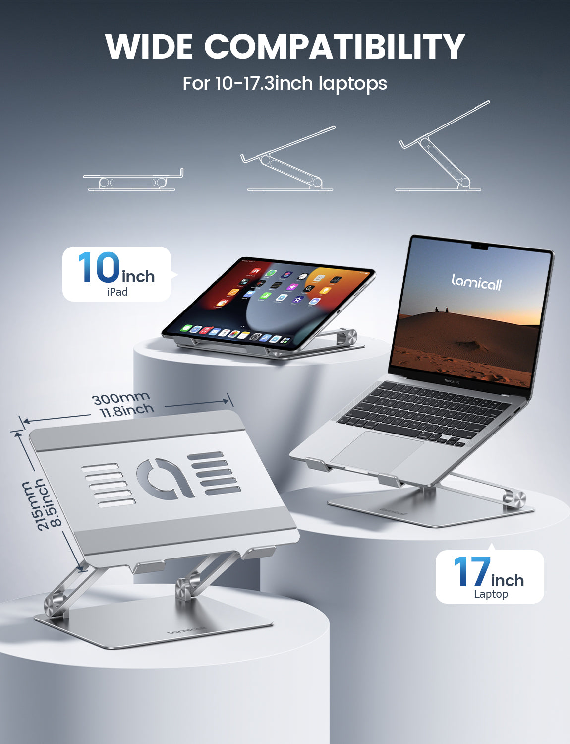 Foldable Aluminum Laptop Stand for Desk: Adjustable & 360 RotatingErgonomic Laptop Riser  for MacBook, Dell, HP (Copy)