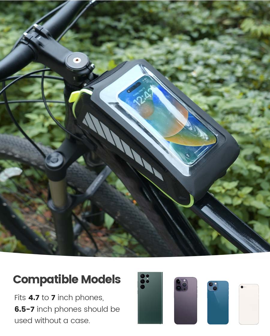 Lamicall Waterproof Phone Bag for Bike - Handlebar Bag for Bike Packing , Bicycle Front Phone Mount Holder Pouch, Frame Bag, Bike Accessories
