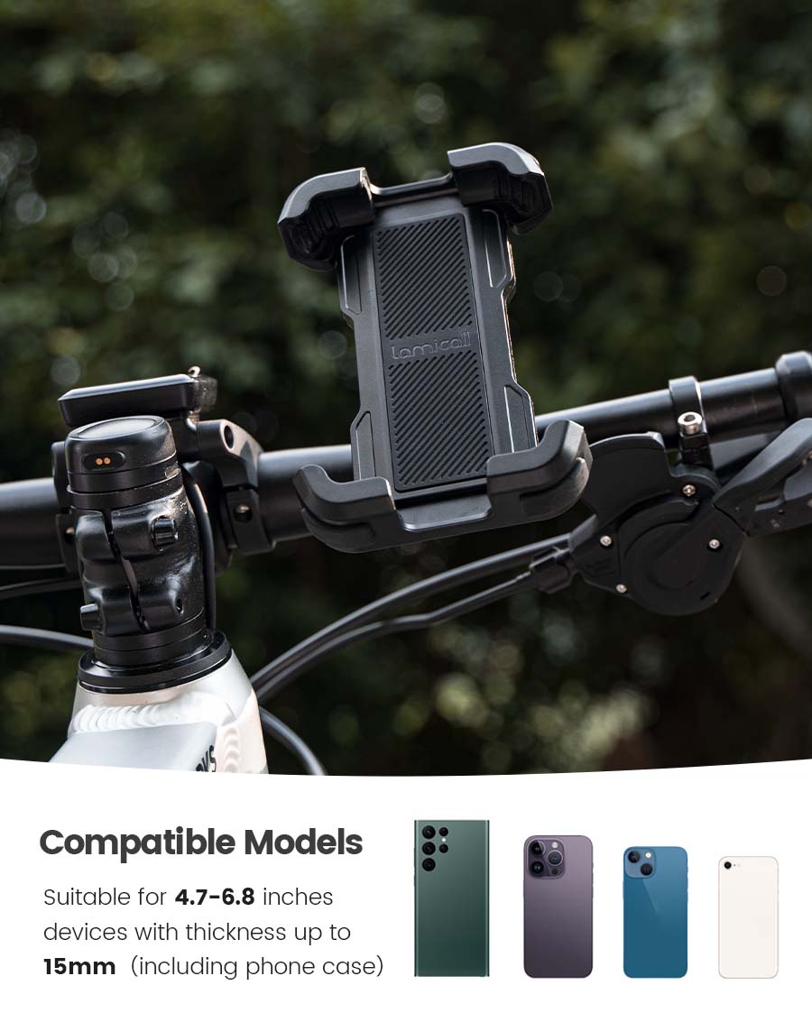 Lamicall Bike Phone Holder, Motorcycle Phone Mount - Motorcycle Handlebar  Cell Phone Clamp, Scooter Phone Clip for iPhone 15 Pro Max/Plus, 14 Pro  Max