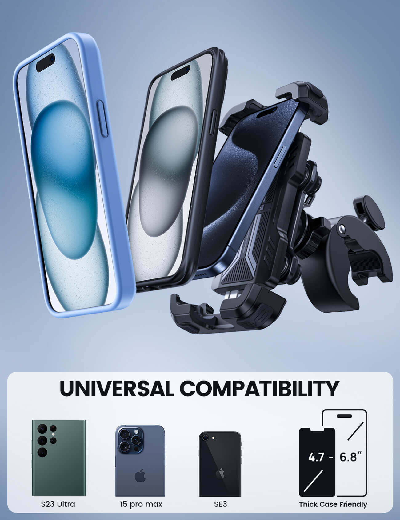 Lamicall Motorcycle Phone Mount - Dual Vibration Dampener & Anti Shake Lamicall Motorcycle Phone Mount - Dual Vibration Dampener & Anti Shake