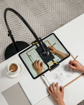 Twin Set- Gooseneck Swivel Tablet Holder Mount with Adjustable Height & 10.6lb Stable Base