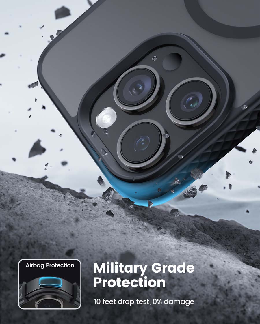 Lamicall Magnetic Case for iPhone 15 Plus [ Anti-Slip Edge ] [ MIL-Grade Airbag Shockproof ], Translucent Hard Slim Protective