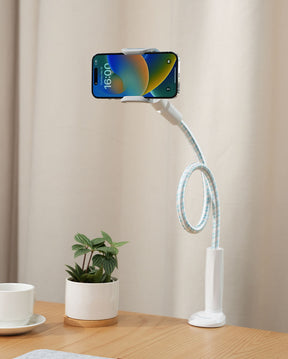 Gooseneck Phone Holder Bed - [Newest Nylon Braided] Flexible Arm, Overall Length 38inch, 360 Adjustable Clamp Clip 的副本
