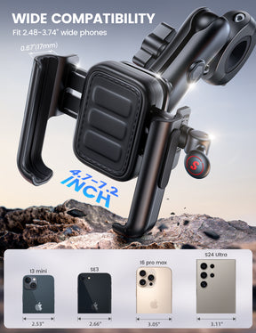 Lamicall All Metal Motorcycle Phone Mount - [Anti Shake] [Extendable Arm] Bike Phone Holder Handlebar Clamp, Bicycle Cell Phone Mount, for iPhone 16 Pro Max, 15 14, Galaxy S23-S24-S25-S26 Ultra, 4.7-7.2" Phones