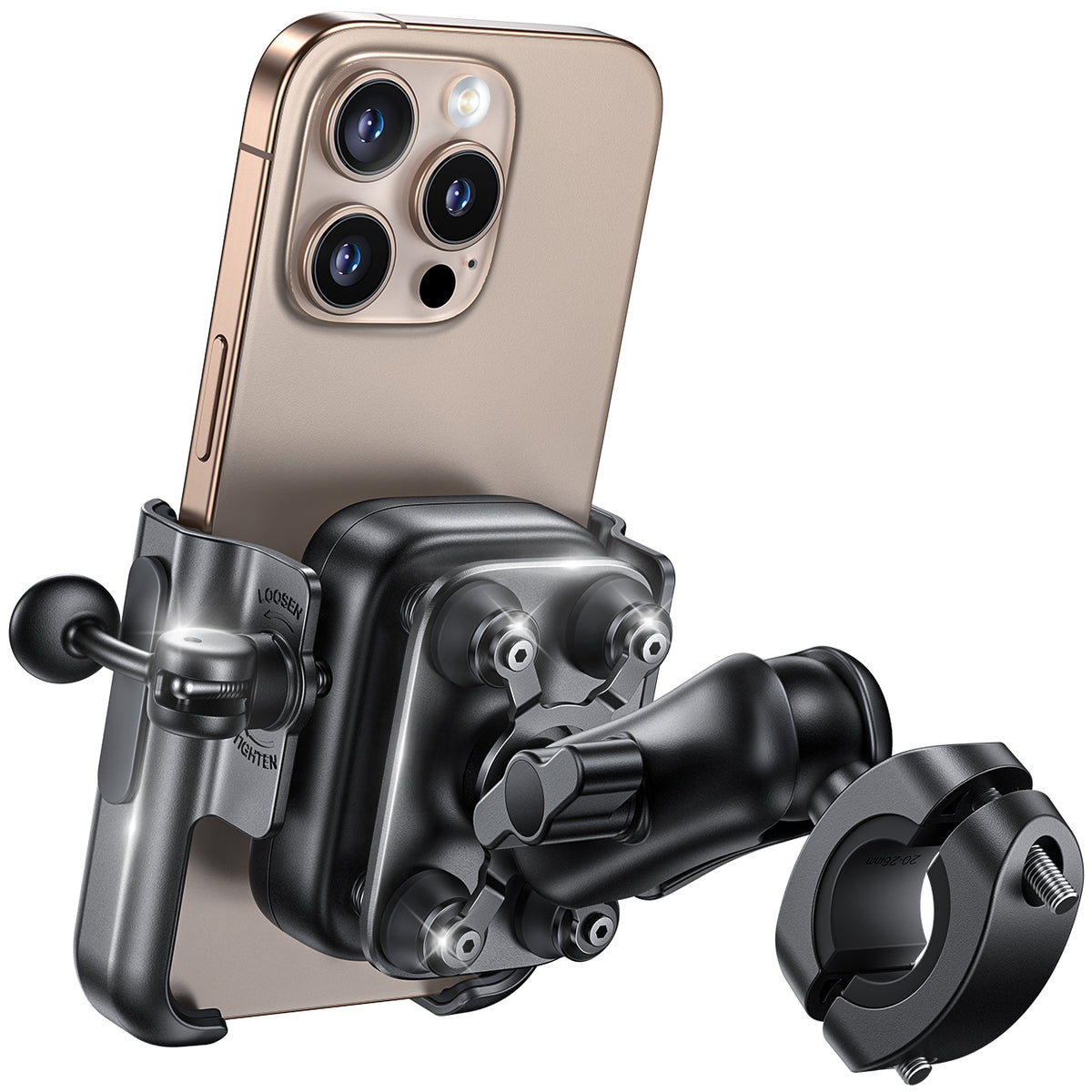 Lamicall All Metal Motorcycle Phone Mount - [Anti Shake] [Extendable Arm] Bike Phone Holder Handlebar Clamp, Bicycle Cell Phone Mount, for iPhone 16 Pro Max, 15 14, Galaxy S23-S24-S25-S26 Ultra, 4.7-7.2" Phones