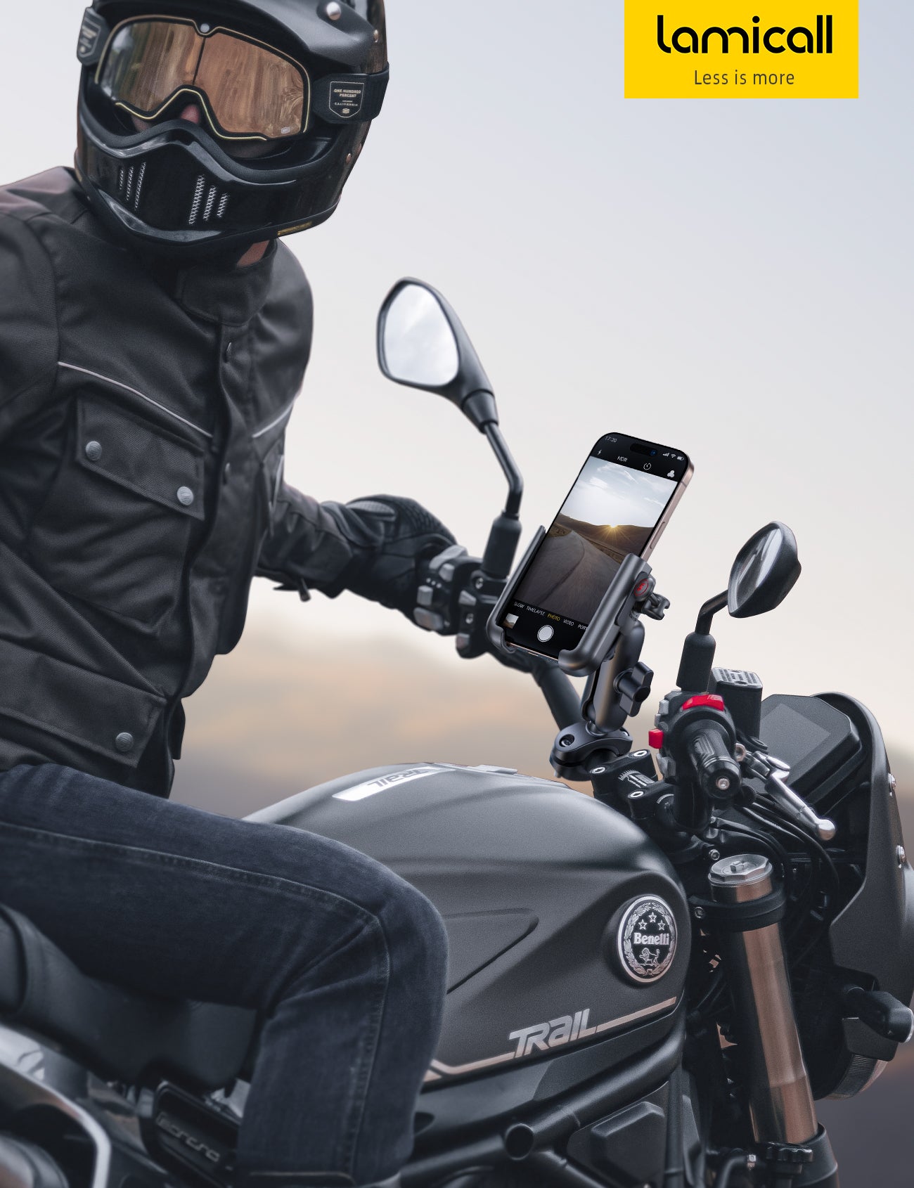 Lamicall All Metal Motorcycle Phone Mount - [Anti Shake] [Extendable Arm] Bike Phone Holder Handlebar Clamp, Bicycle Cell Phone Mount, for iPhone 16 Pro Max, 15 14, Galaxy S23-S24-S25-S26 Ultra, 4.7-7.2" Phones