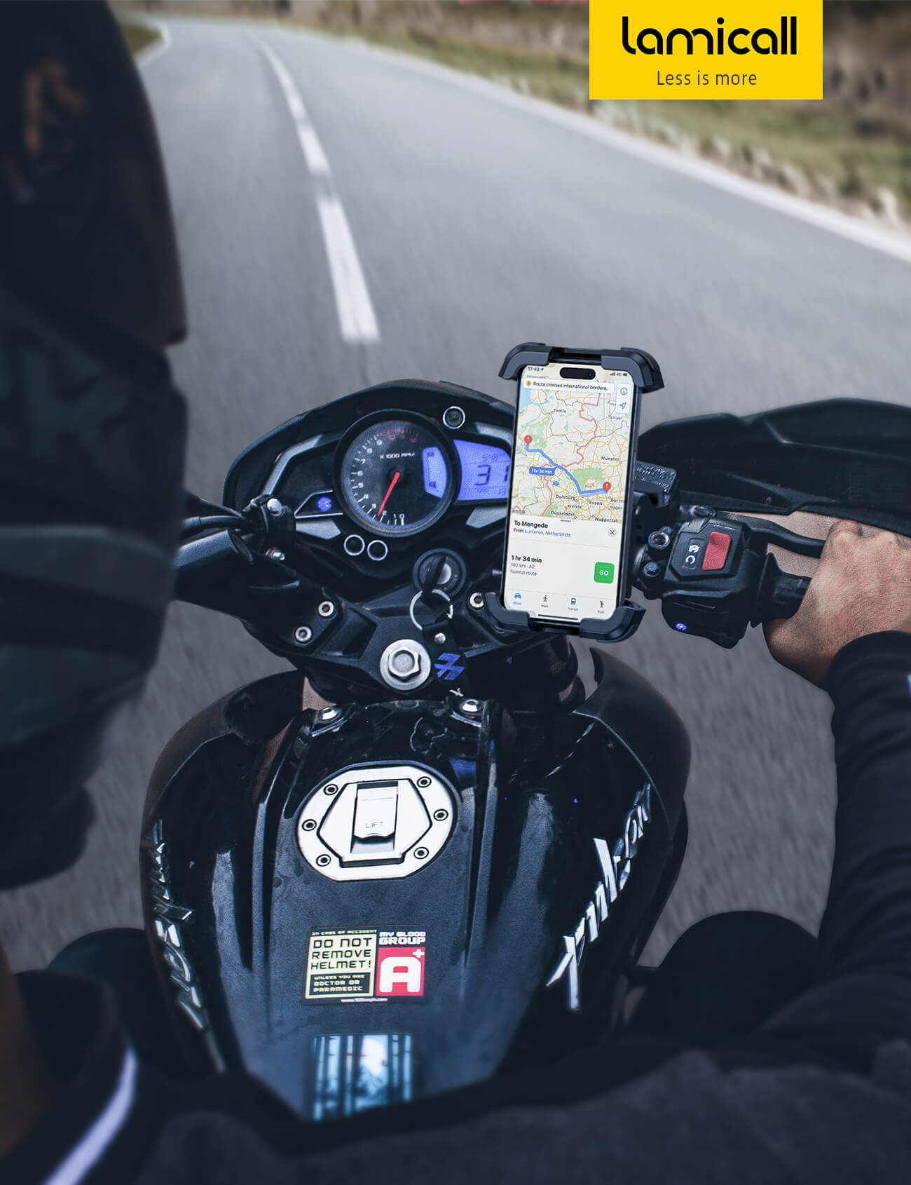 Lamicall Motorcycle Phone Mount - Dual Vibration Dampener & Anti Shake Motorcycle Cell Phone Holder for iPhone 15, 14, 13 Pro Max and More