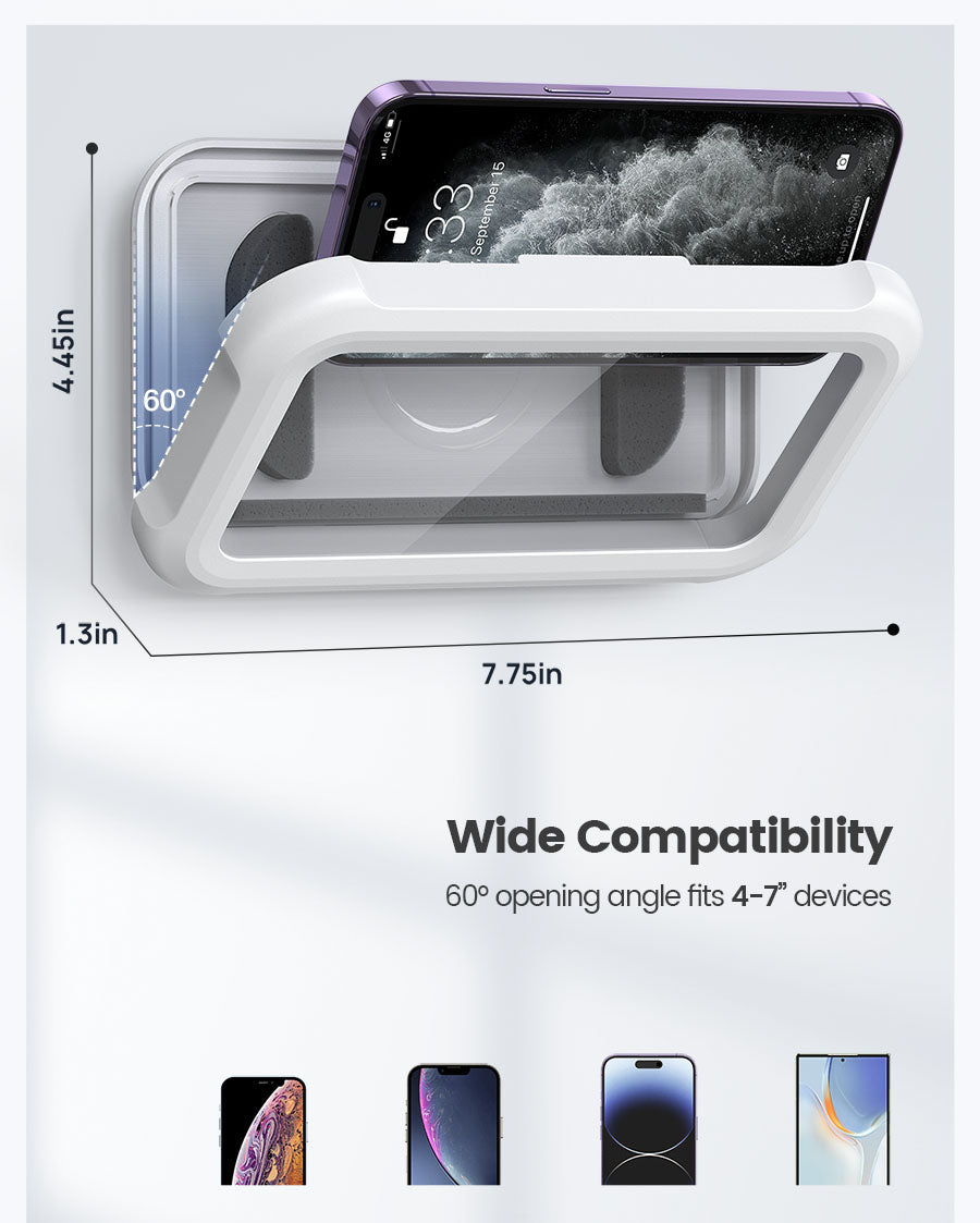 thumbnail interactive-video image 1 of Waterproof Shower Phone Holder With 480° Rotation, Angle 1 of 12