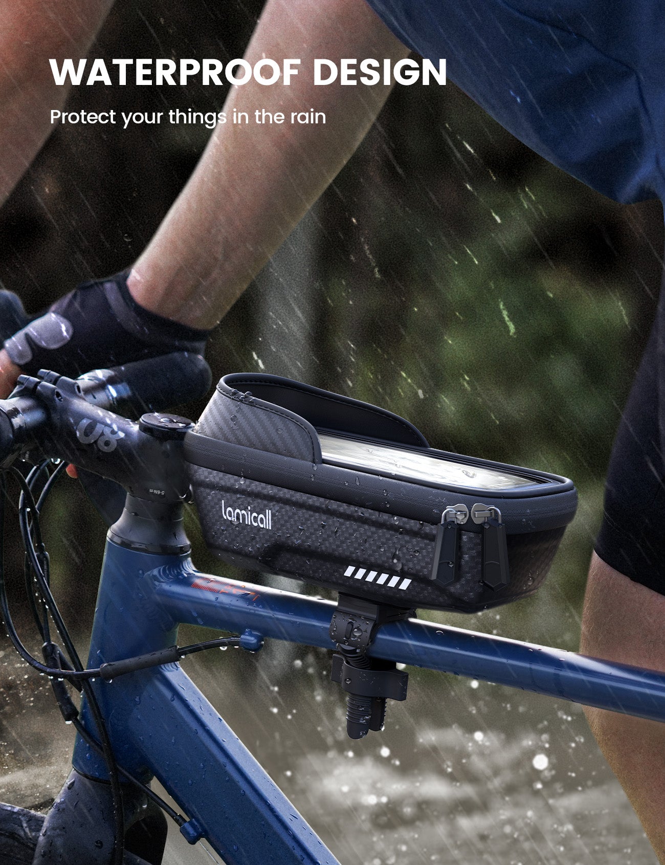 Lamicall Bike Frame Bag Waterproof Bike Phone Mount Holder