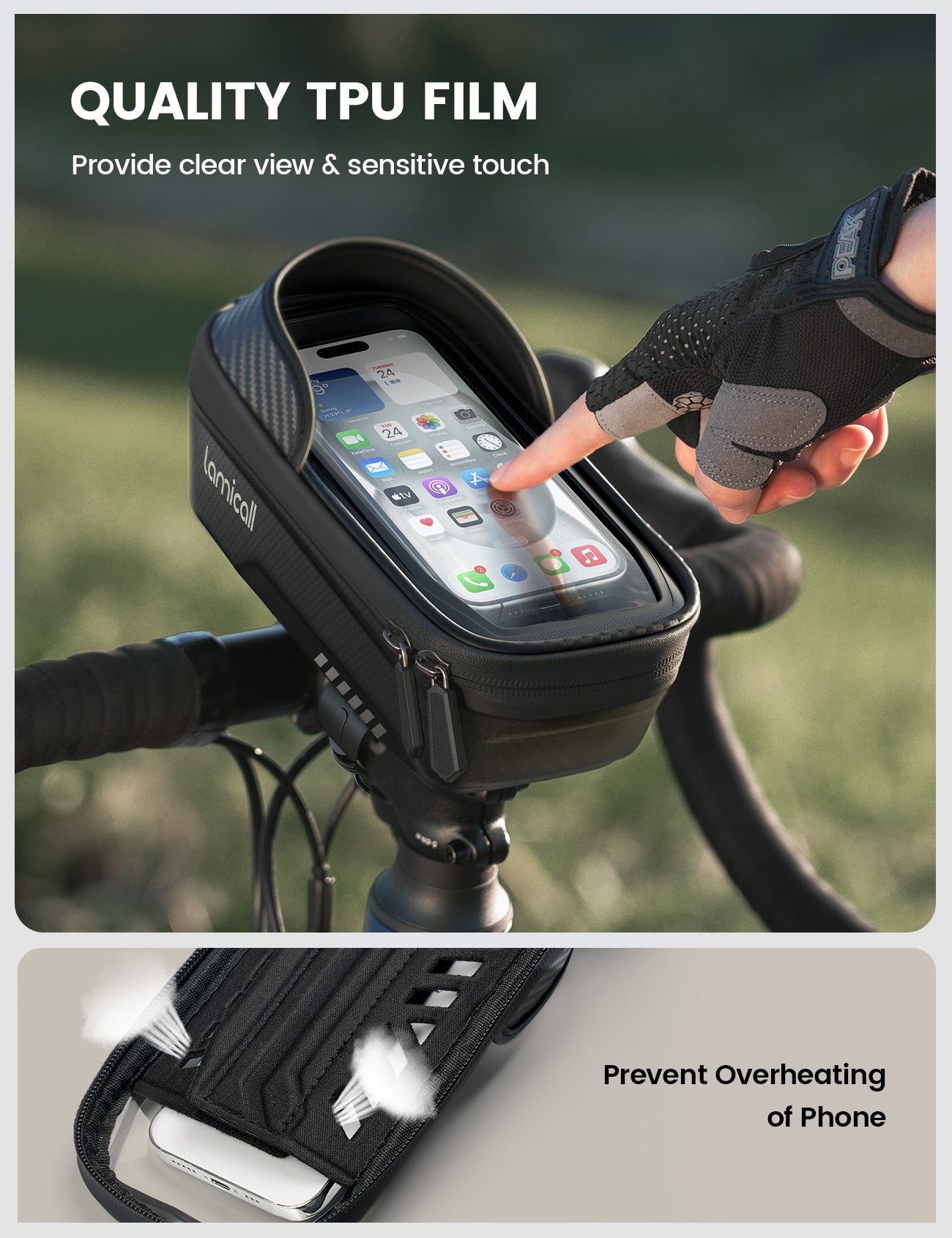 Lamicall Bike Frame Bag Waterproof Bike Phone Mount Holder