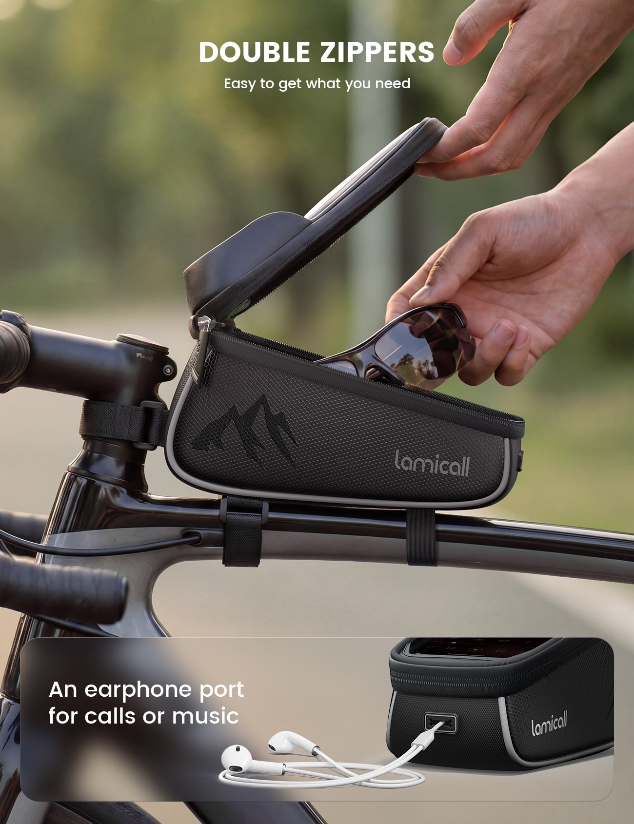 Lamicall Bike Frame Bag Waterproof Bike Phone Bag 1.6L