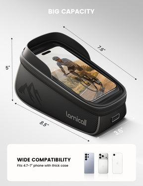 Lamicall Bike Frame Bag Waterproof Bike Phone Bag 1.6L