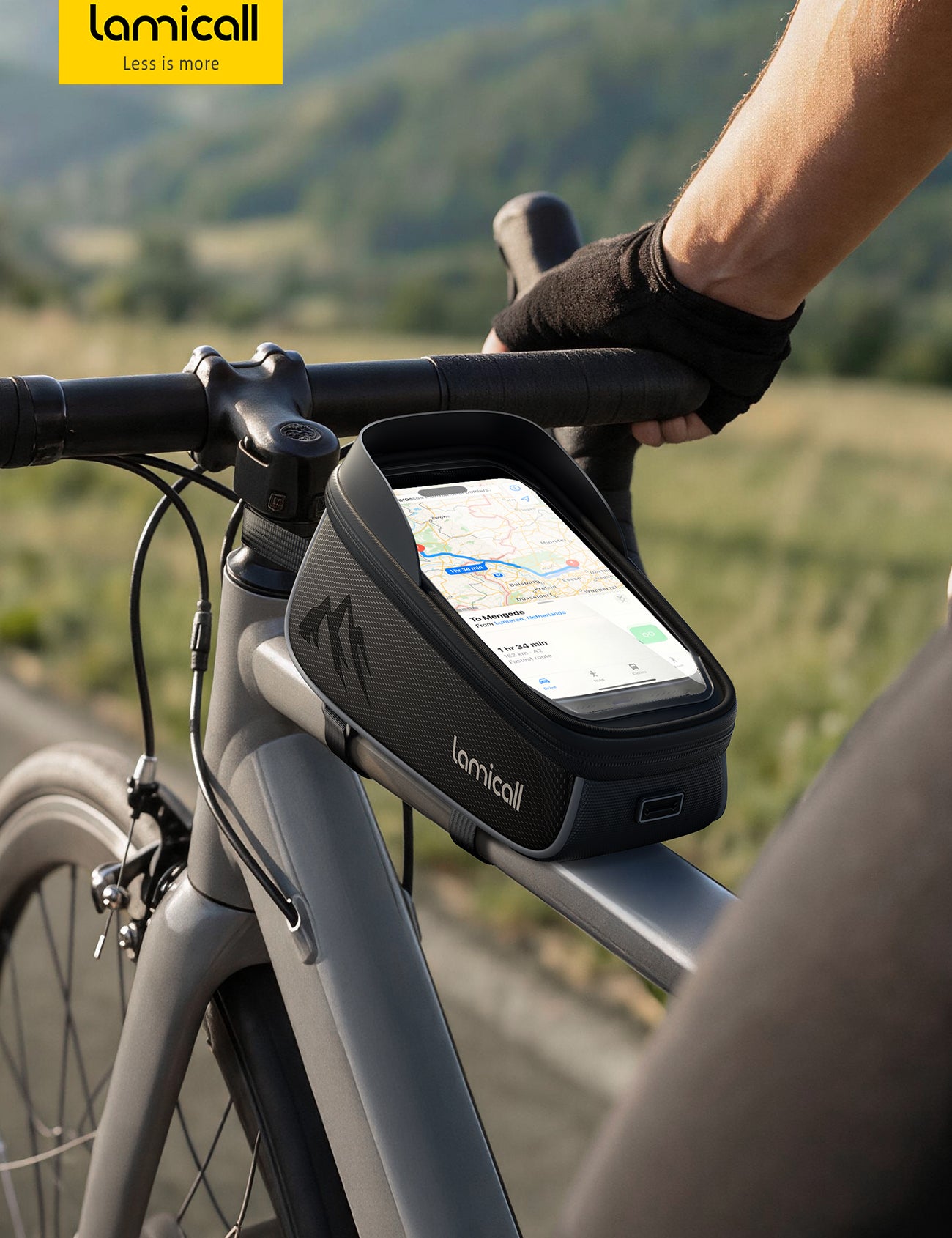 Lamicall Bike Frame Bag Waterproof Bike Phone Bag 1.6L
