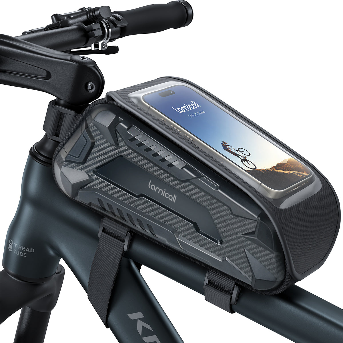 Lamicall Waterproof Phone Bag for Bike - Handlebar Bag for Bike Packing , Bicycle Front Phone Mount Holder Pouch, Frame Bag, Bike Accessories