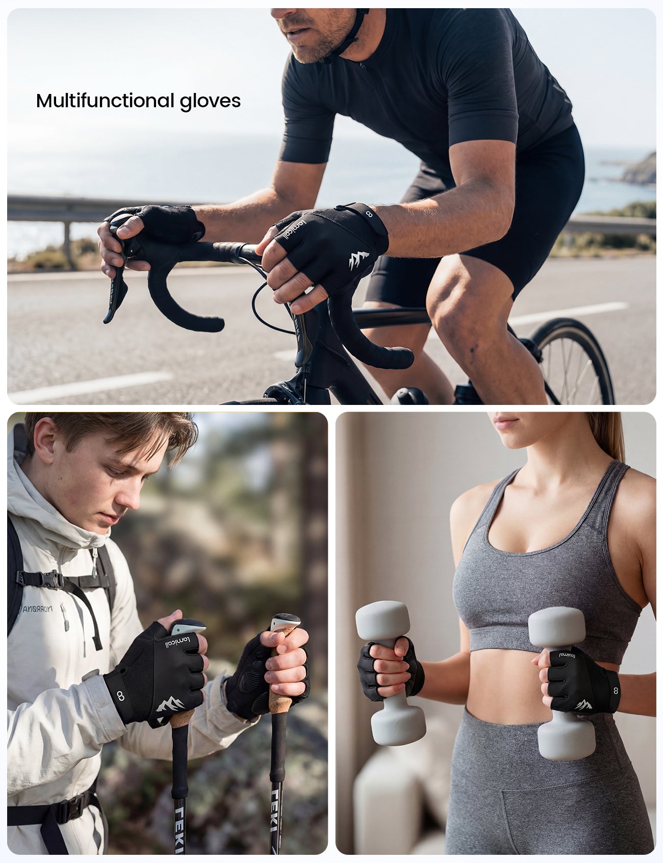 Lamicall Bike Gloves Anti-Slip Shock-Absorbing Pad Workout Gloves Cycling