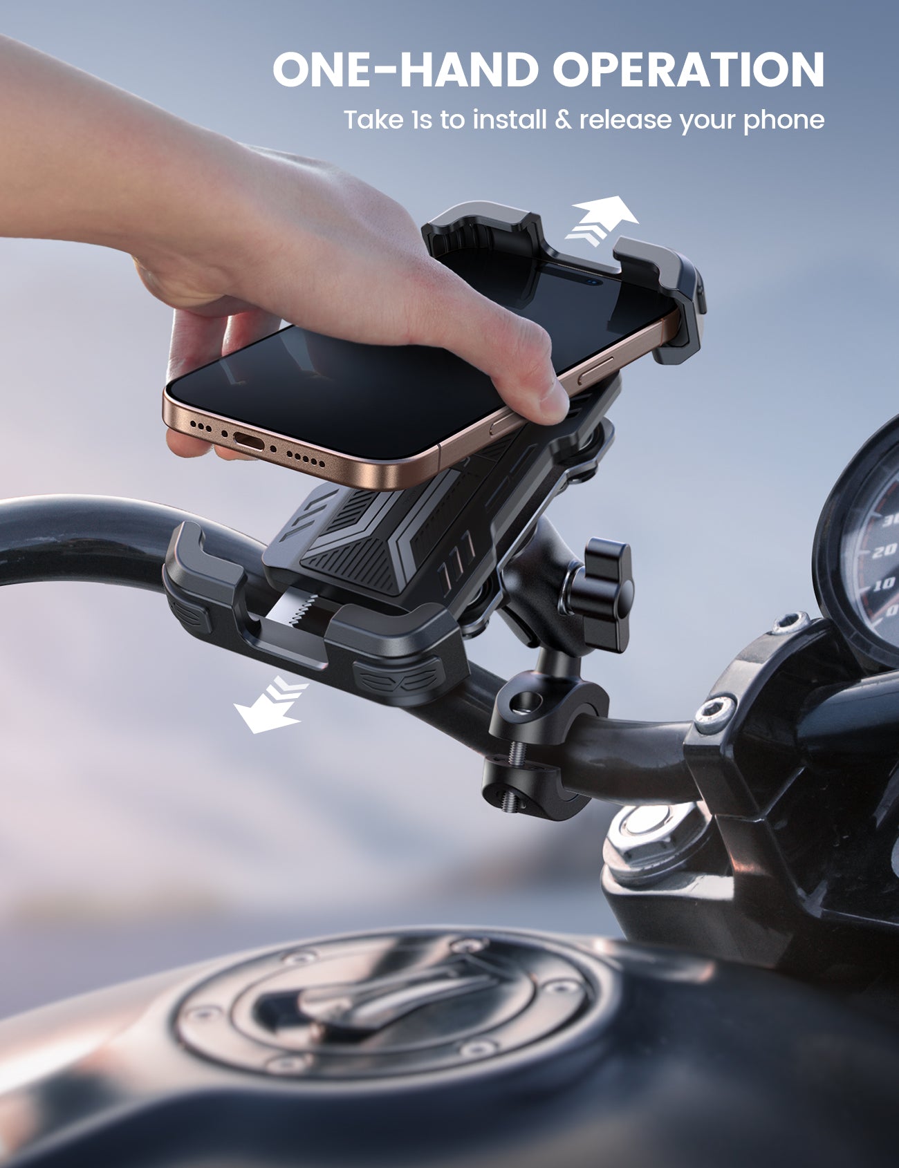 Lamicall Motorcycle Phone Mount - Metal Adjustment Arm & Dual Vibration Dampener & Anti Shake Motorcycle Cell Phone Holder for 4.7-6.7" Phones Lamicall Motorcycle Phone Mount - Metal Adjustment Arm & Dual Vibration Dampener & Anti Shake Motorcycle Cell Phone Holder for 4.7-6.7" Phones
