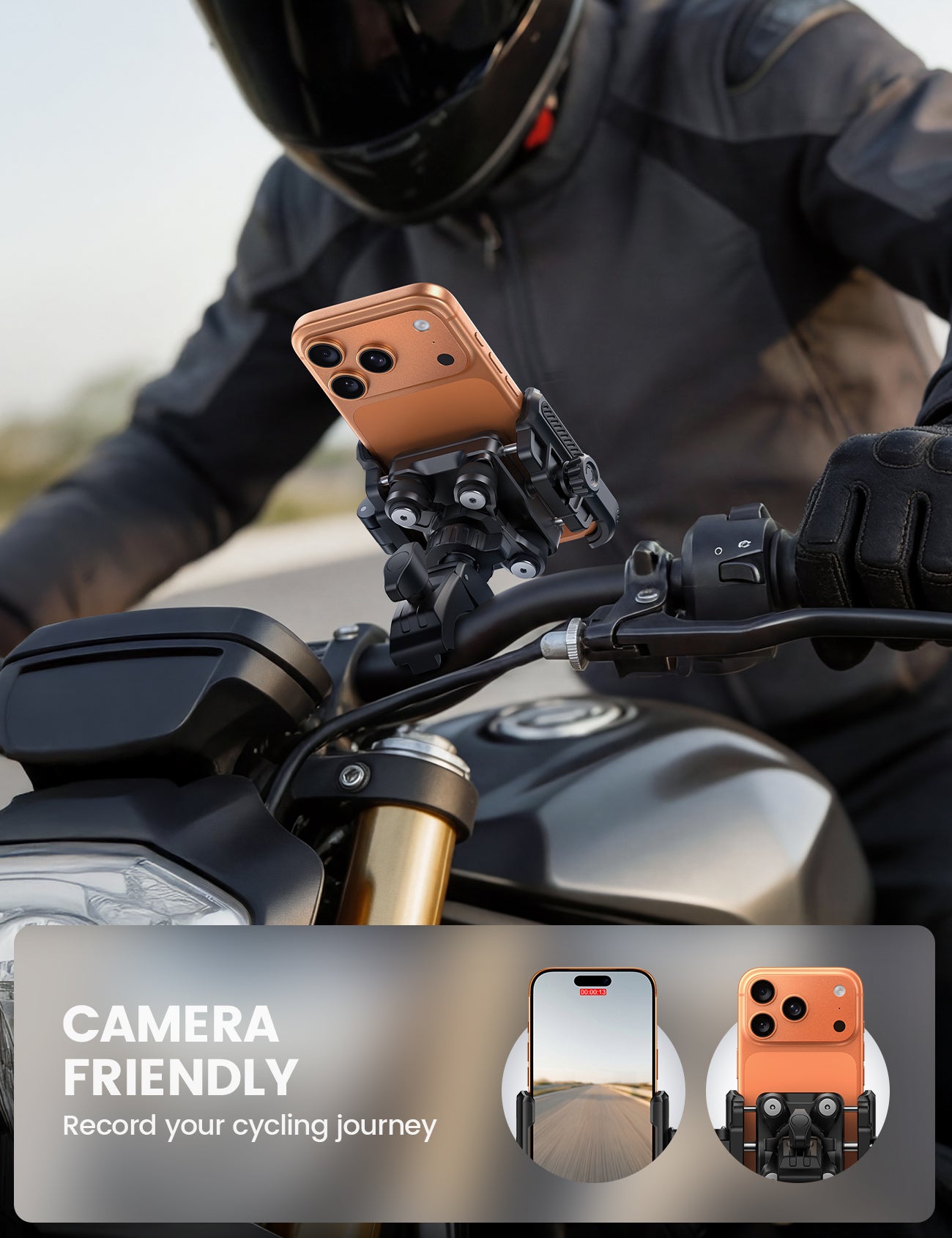 Motorcycle Bike Phone Mount Upgrade Vibration Dampener Camera Friendly