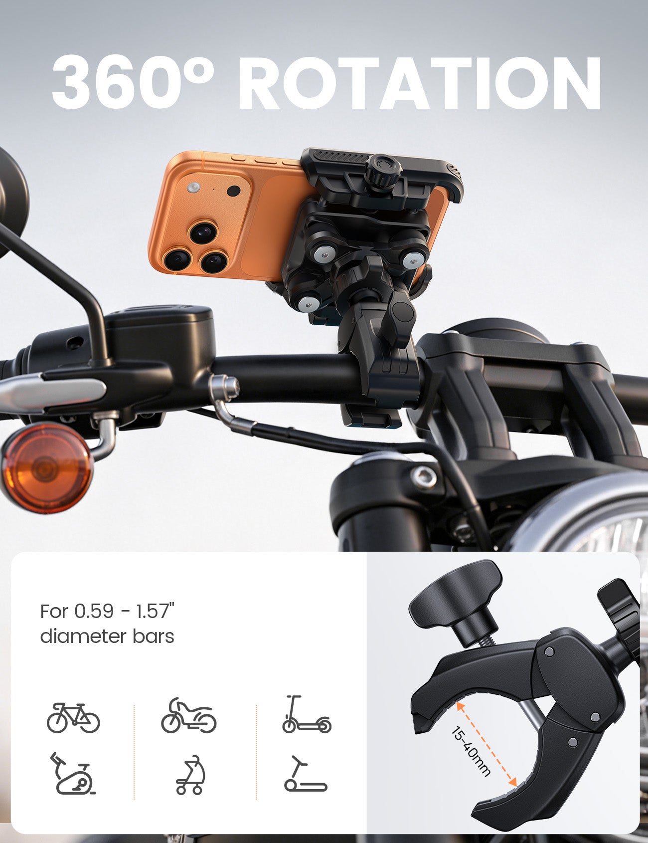 Motorcycle Bike Phone Mount Upgrade Vibration Dampener Camera Friendly