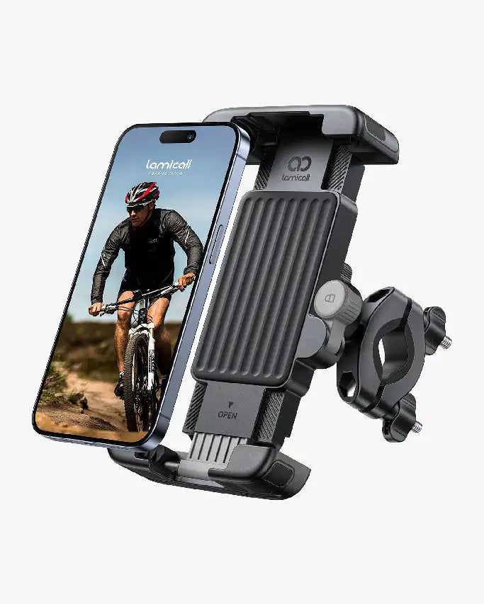 Lamicall Bike Motorcycle Phone Mount - [1s Quick Lock] Bike Cell Phone Holder Clip, Bicycle Scooter Handlebar Clamp, for iPhone 17 16 15 Pro Max, Galaxy S25 S24 Ultra 6''-7'' phones
