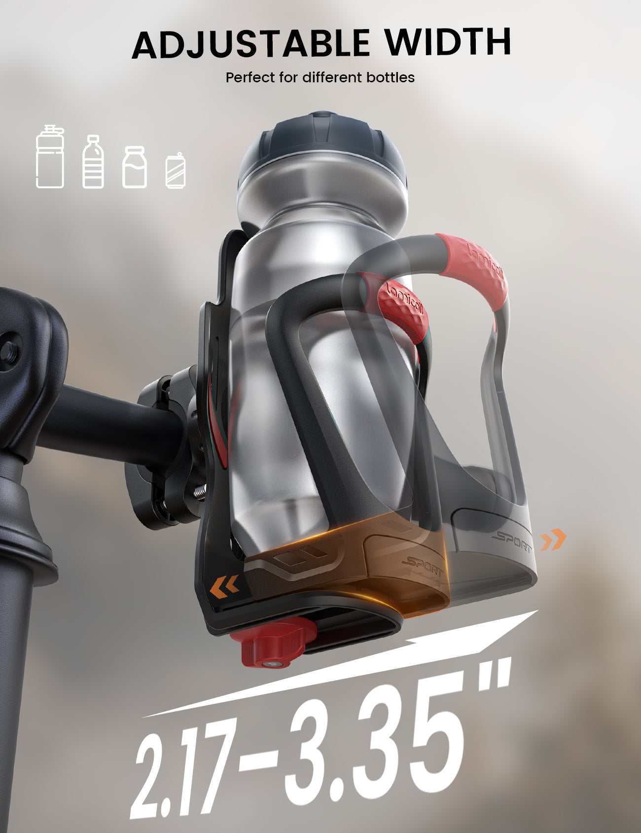 Lamicall Bike Water Bottle Holder - Tracker Storage for Handlebar & Frame