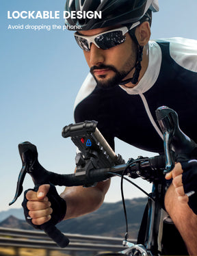 Bike Phone Holder, Handlebar Clam for Motorcycle, E-bike, Scooter, One Hand Operation Bicycle Mount for iPhone Air 17-16-15-14-13 Pro Max Plus, S20-21-22-23-24-25, Google phone Android device 4.7"- 6.75" Cell Phones