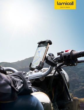 Bike Phone Holder, Handlebar Clam for Motorcycle, E-bike, Scooter, One Hand Operation Bicycle Mount for iPhone Air 17-16-15-14-13 Pro Max Plus, S20-21-22-23-24-25, Google phone Android device 4.7"- 6.75" Cell Phones