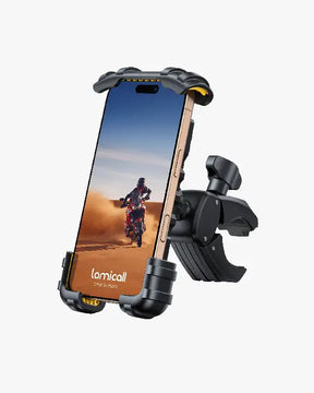Bike Phone Holder, Handlebar Clam for Motorcycle, E-bike, Scooter, One Hand Operation Bicycle Mount for iPhone Air 17-16-15-14-13 Pro Max Plus, S20-21-22-23-24-25, Google phone Android device 4.7"- 6.75" Cell Phones