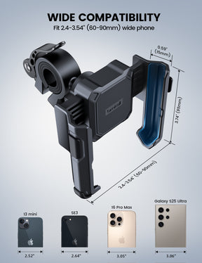 Lamicall Motorcycle Bike Phone Mount [No Block Camera] [1s Lock] Bike Holder Clamp Scooter Handlebar Clip, for iPhone 17 16 15 14 Pro Max, Galaxy S26 S25 S24 Ultra, 4.7-7.2" Phones
