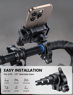 Lamicall Motorcycle Bike Phone Mount [No Block Camera] [1s Lock] Bike Holder Clamp Scooter Handlebar Clip, for iPhone 17 16 15 14 Pro Max, Galaxy S26 S25 S24 Ultra, 4.7-7.2" Phones