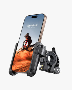 Lamicall Motorcycle Bike Phone Mount [No Block Camera] [1s Lock] Bike Holder Clamp Scooter Handlebar Clip, for iPhone 17 16 15 14 Pro Max, Galaxy S26 S25 S24 Ultra, 4.7-7.2" Phones