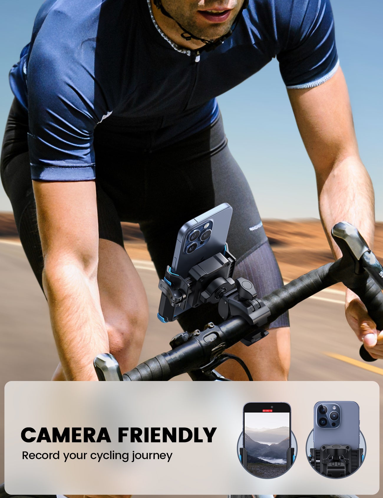 Lamicall Bike Phone Mount [1s Quick Release] Scooter Handlebar Clip, for iPhone 17 16 15 14 Pro Max, Galaxy S26 S25 S24 Ultra, 4.7-7.2" Phones