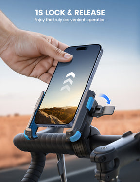 Lamicall Bike Phone Mount [1s Quick Release] Scooter Handlebar Clip, for iPhone 17 16 15 14 Pro Max, Galaxy S26 S25 S24 Ultra, 4.7-7.2" Phones