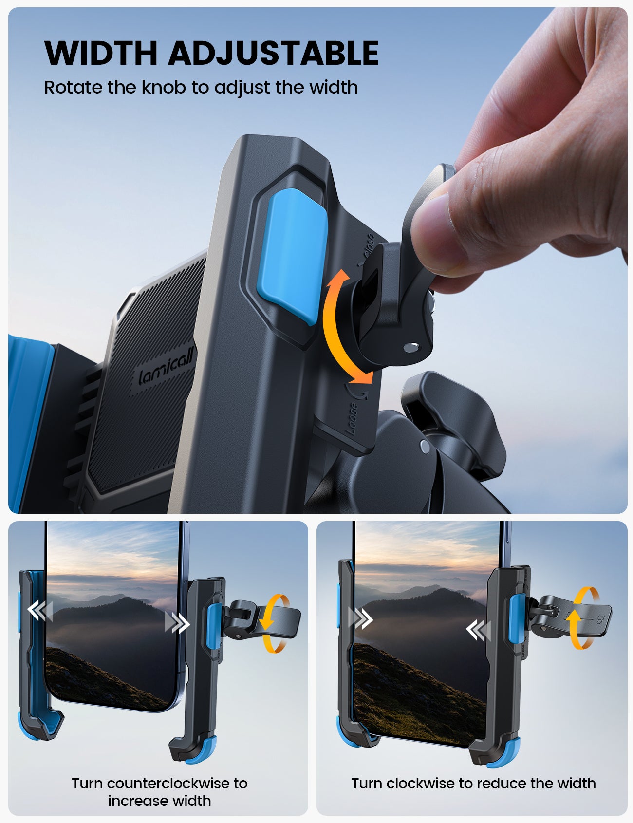 Lamicall Bike Phone Mount [1s Quick Release] Scooter Handlebar Clip, for iPhone 17 16 15 14 Pro Max, Galaxy S26 S25 S24 Ultra, 4.7-7.2" Phones