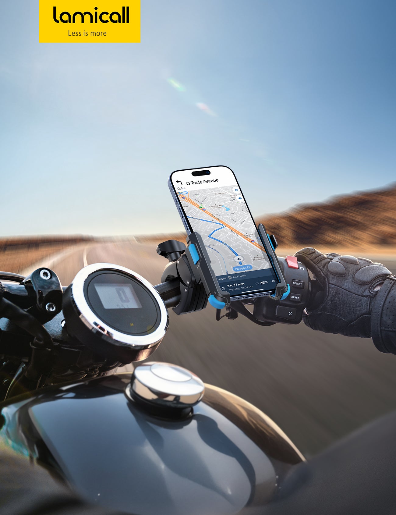 Lamicall Bike Phone Mount [1s Quick Release] Scooter Handlebar Clip, for iPhone 17 16 15 14 Pro Max, Galaxy S26 S25 S24 Ultra, 4.7-7.2" Phones
