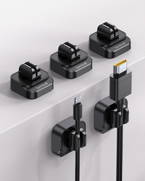 Lamicall Cable Spring Holder Clips, Adjustable Cord Clip Organizer for Desk - Wire Cord Holder Organizer Management