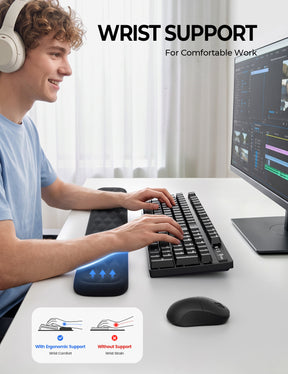 Lamicall Keyboard & Mouse Wrist Rest Set with Soft Memory Foam & Silky Fabric