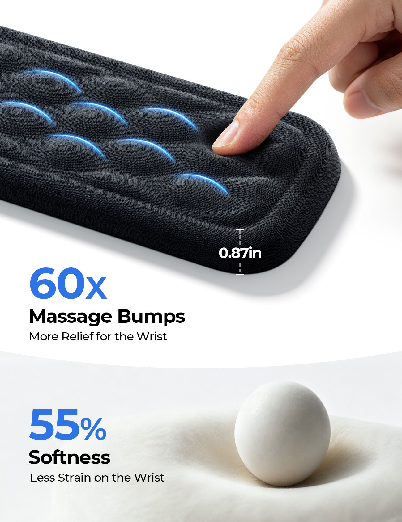 Lamicall Keyboard & Mouse Wrist Rest Set with Soft Memory Foam & Silky Fabric