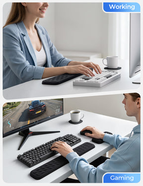 Lamicall Keyboard & Mouse Wrist Rest Set with Soft Memory Foam & Silky Fabric
