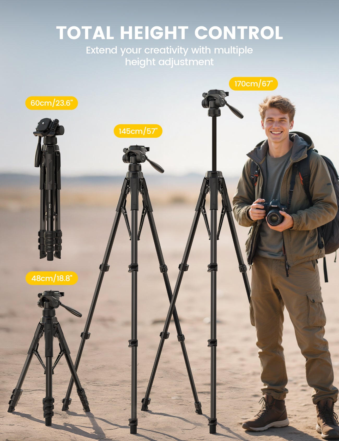 Lamicall 67" Camera Tripod Stand Phone Tablet Holder