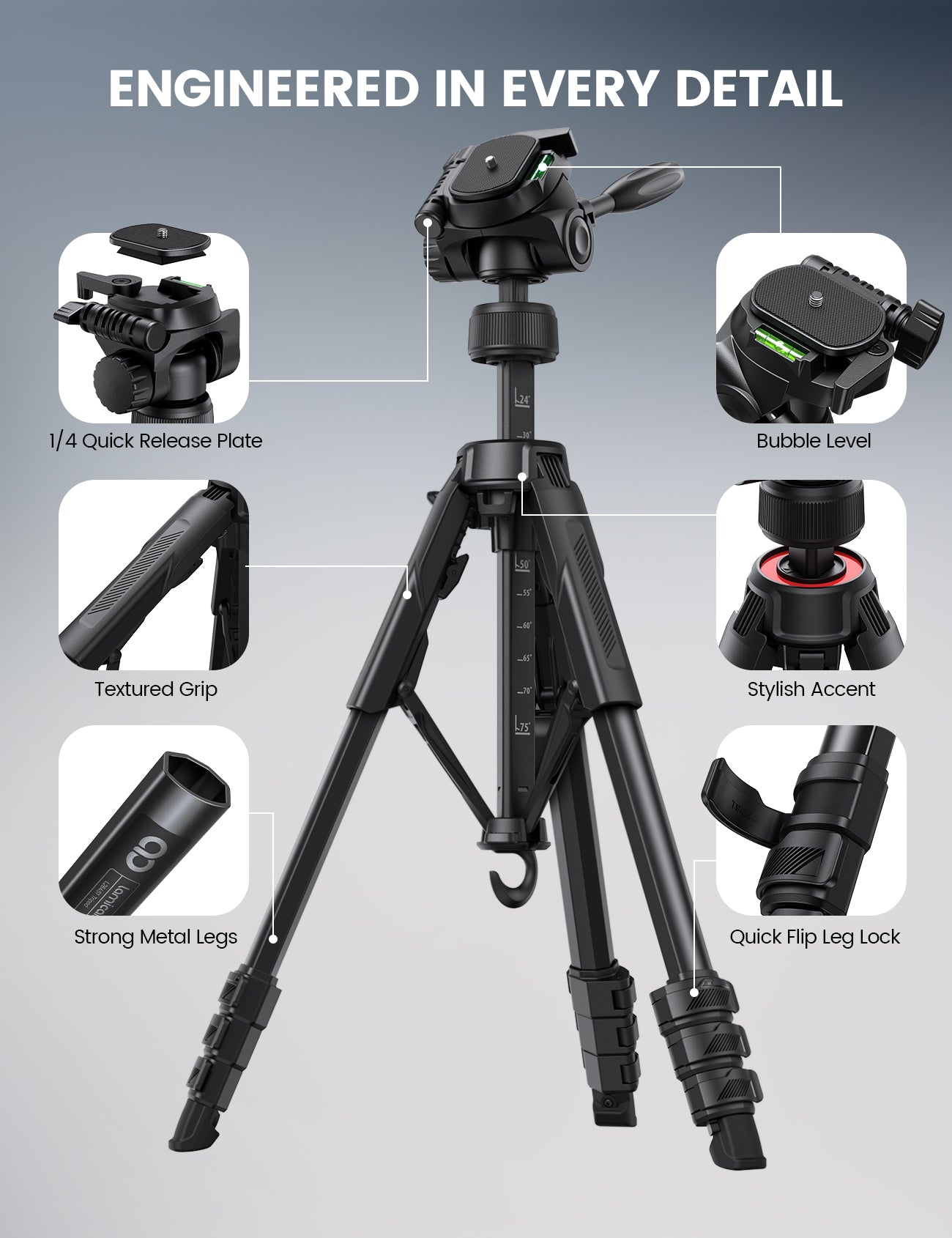 Lamicall 67" Camera Tripod Stand Phone Tablet Holder