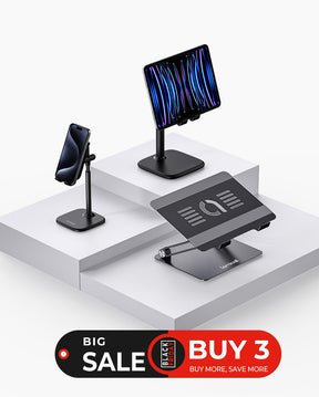 Flexible Adjustable Laptop Stand + Height Adjustable Desktop Tablet, Phone Holder Set