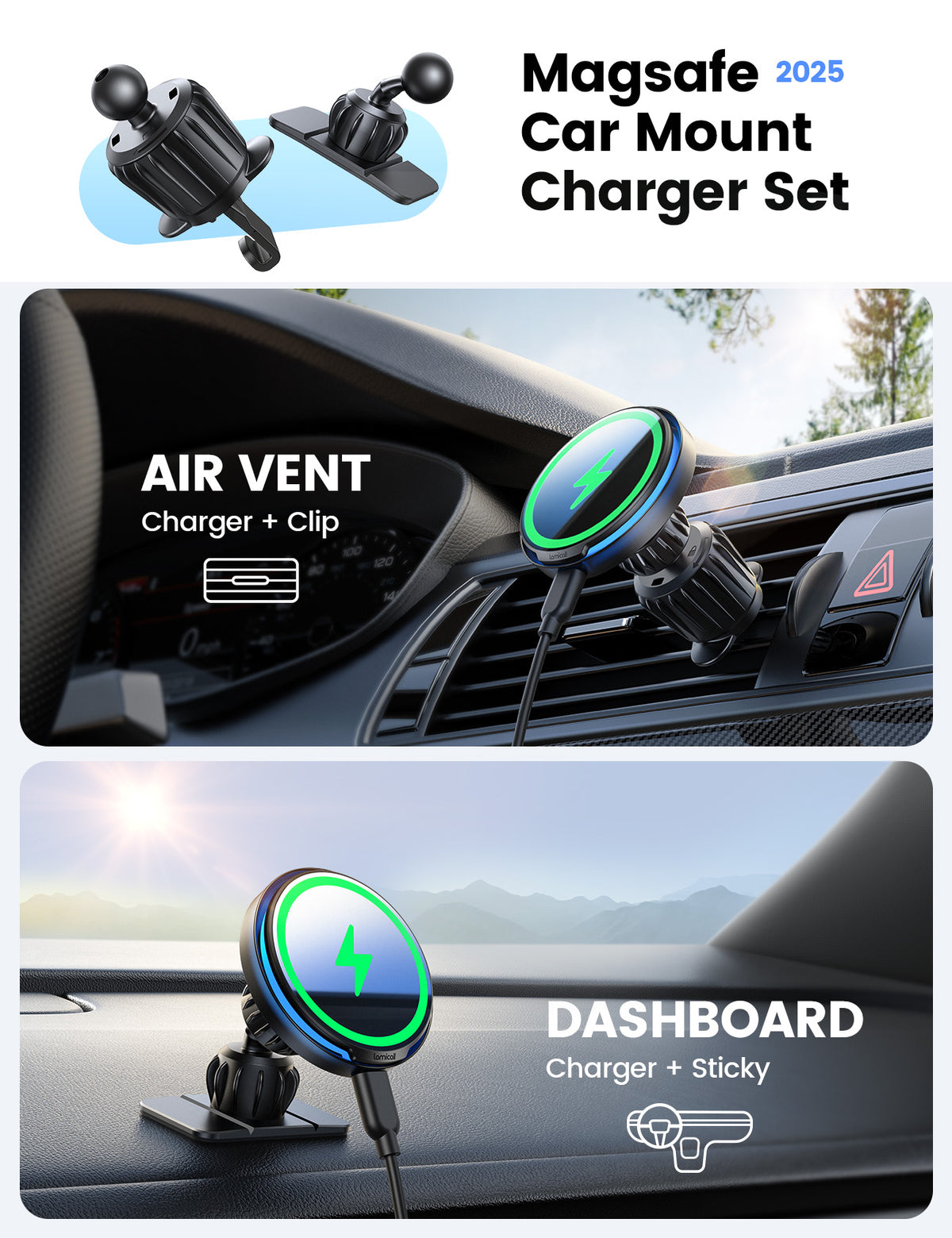 Lamicall 15W for QI2 Magsafe Car Mount Charger